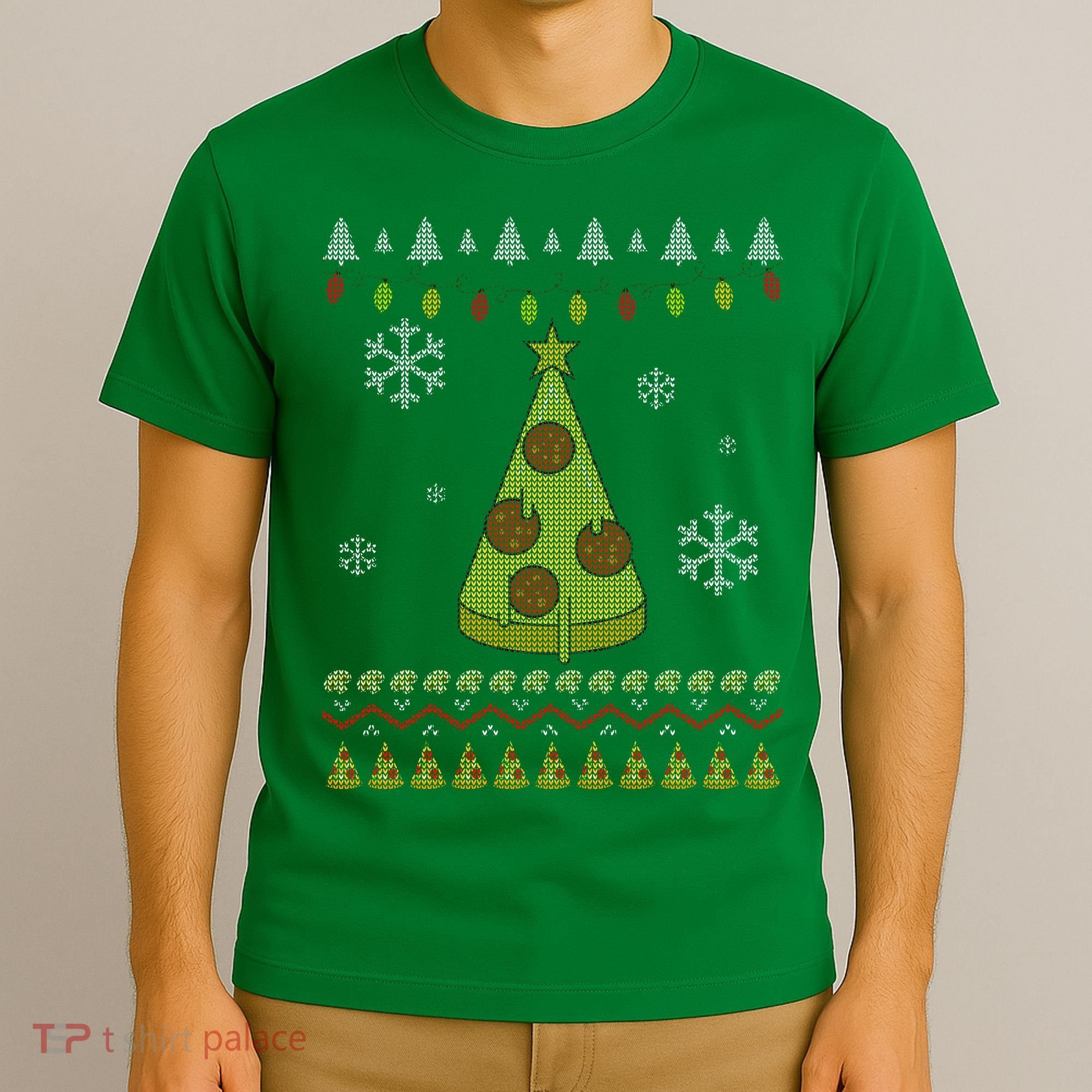Pizza Christmas Tree Ugly T-Shirt