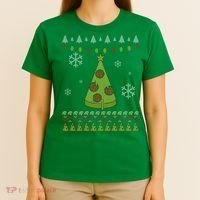 Pizza Christmas Tree Ugly T-Shirt thumb 4