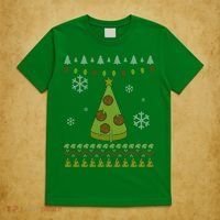 Pizza Christmas Tree Ugly T-Shirt thumb 5