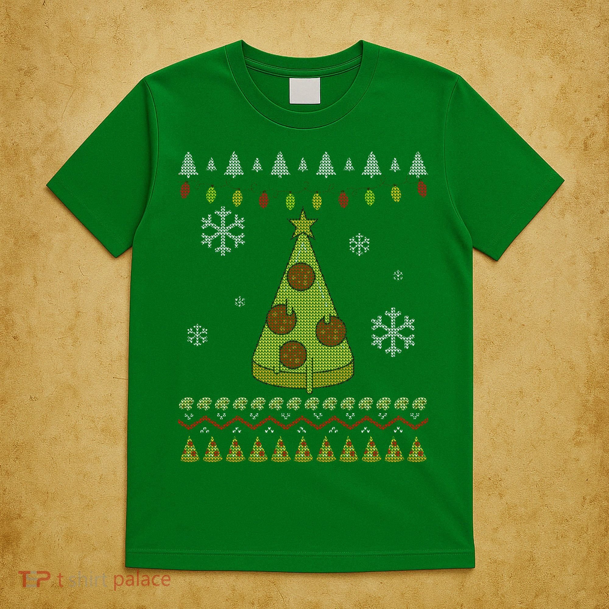Pizza Christmas Tree Ugly T-Shirt