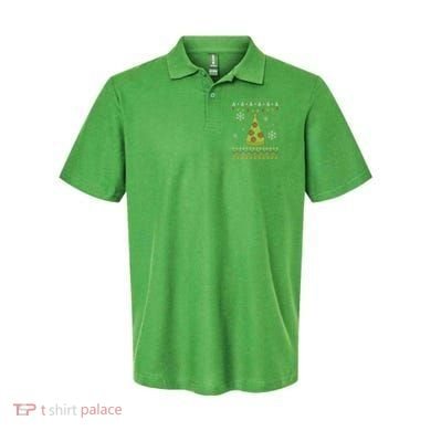 Pizza Christmas Tree Ugly Polo