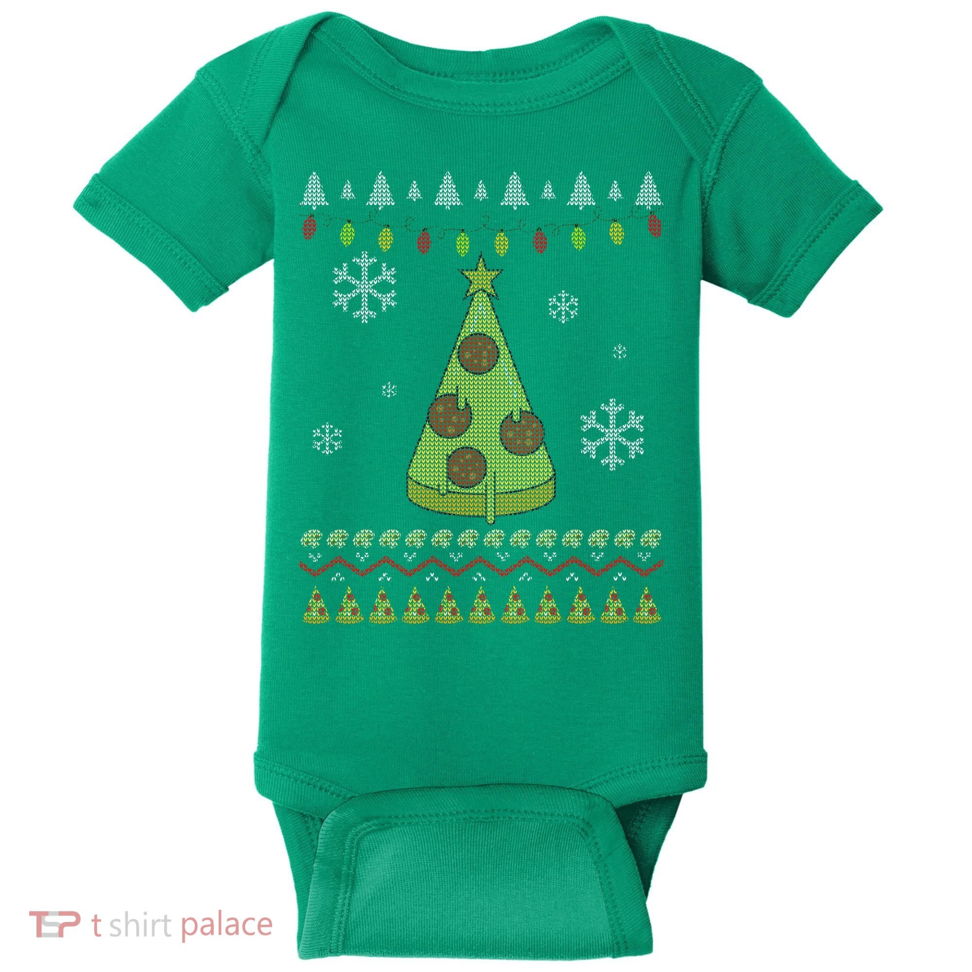 Pizza Christmas Tree Ugly Baby Bodysuit