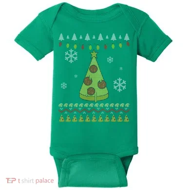 Pizza Christmas Tree Ugly Baby Bodysuit