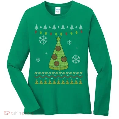 Pizza Christmas Tree Ugly Women's Long Sleeve Shirt