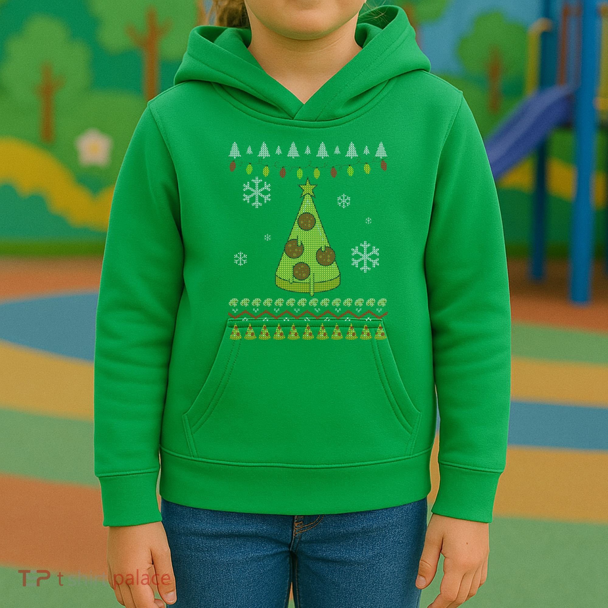 Pizza Christmas Tree Ugly Kids Hoodie