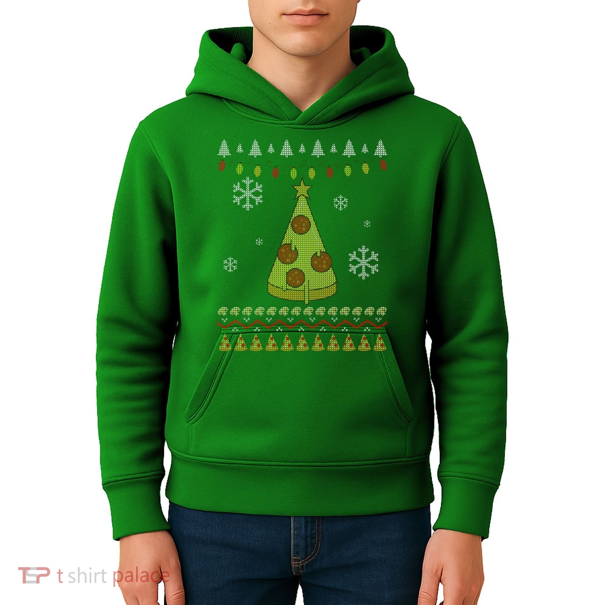 Pizza Christmas Tree Ugly Kids Hoodie