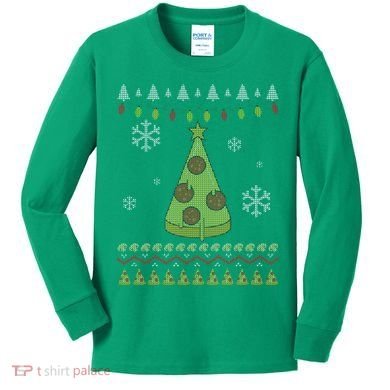 Pizza Christmas Tree Ugly Kids Long Sleeve Shirt