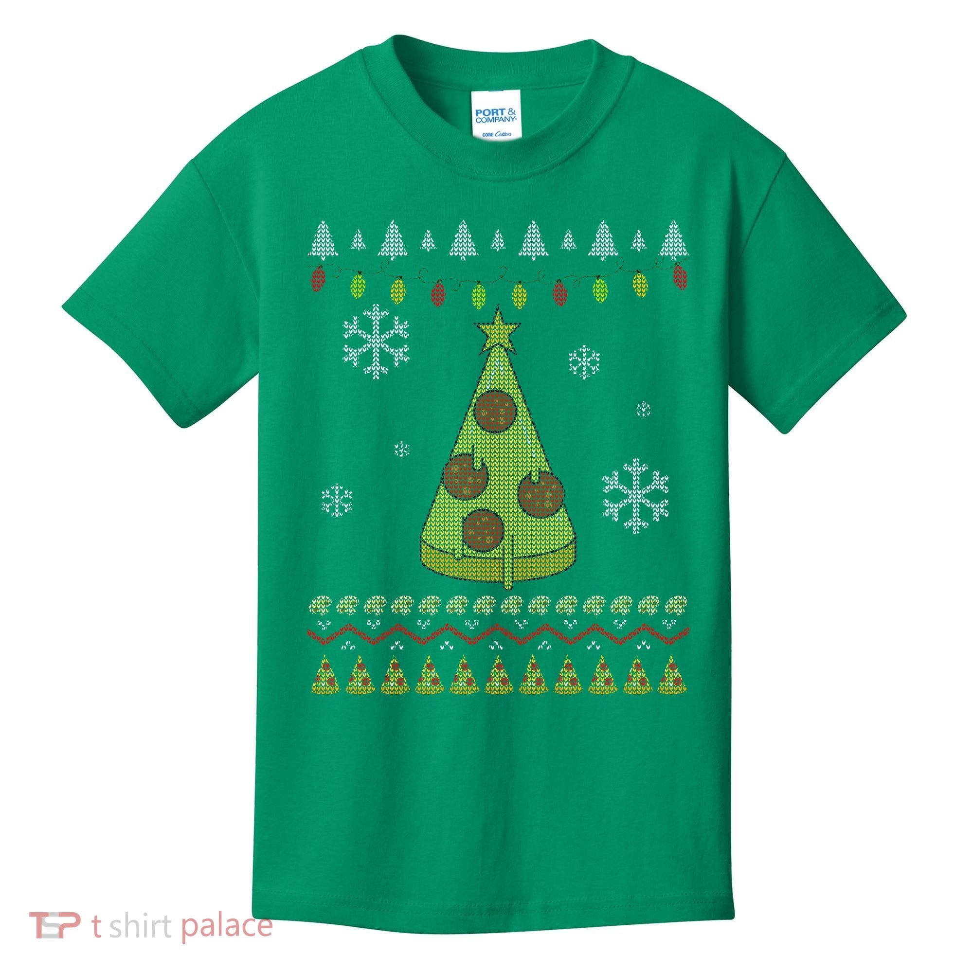 Pizza Christmas Tree Ugly Kids T-Shirt