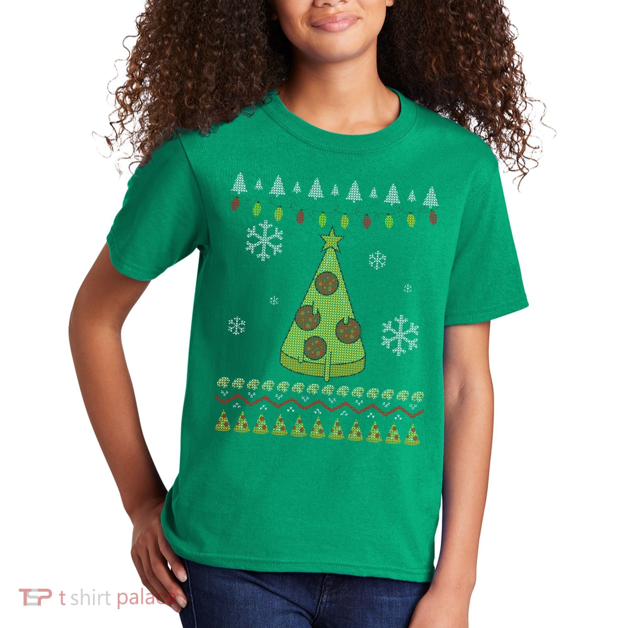 Pizza Christmas Tree Ugly Kids T-Shirt