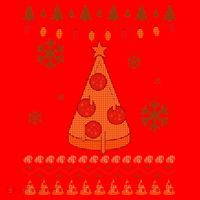Pizza Christmas Tree Ugly Santa Hat thumb 1