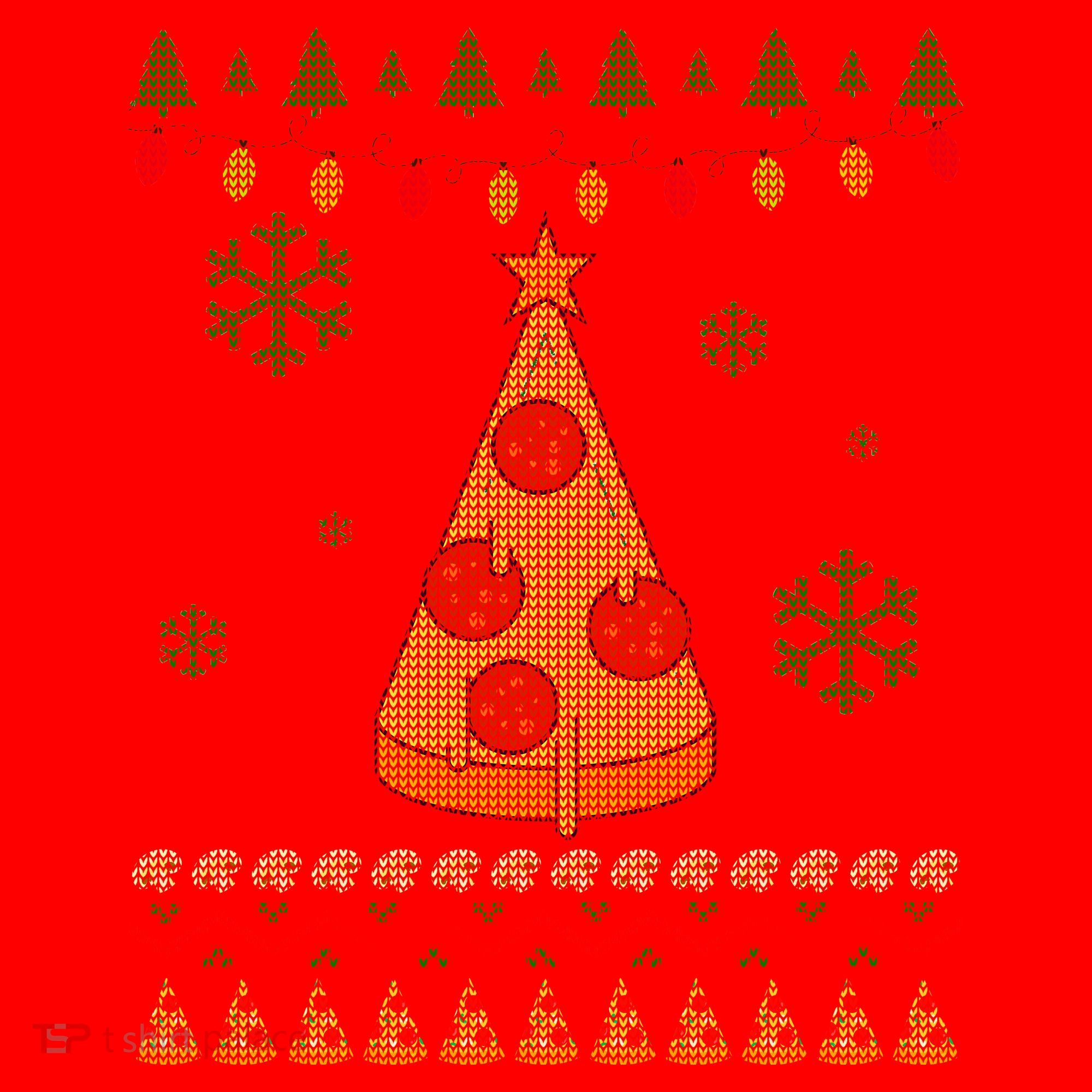 Pizza Christmas Tree Ugly Santa Hat