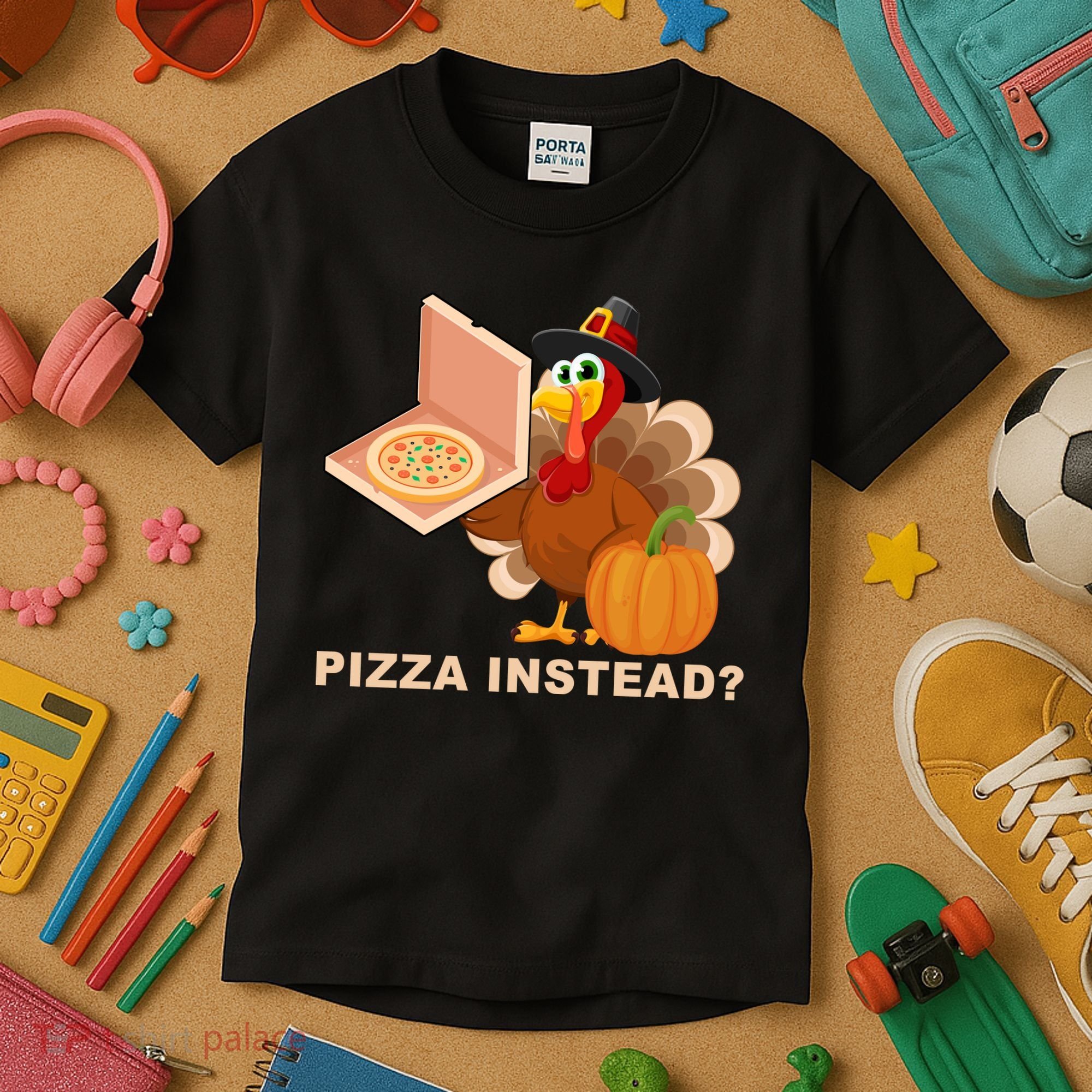 Pizza Instead? Funny Turkey Thanksgiving Kids T-Shirt