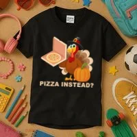 Pizza Instead? Funny Turkey Thanksgiving Kids T-Shirt thumb 3