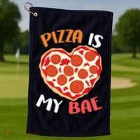 Pizza is My Bae Funny Valentines Day Golf Towel thumb 1
