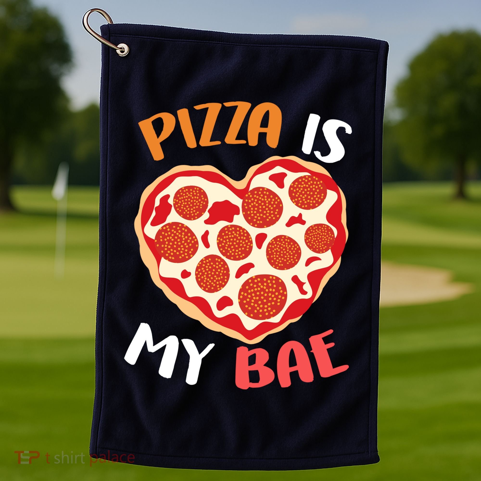 Pizza is My Bae Funny Valentines Day Golf Towel
