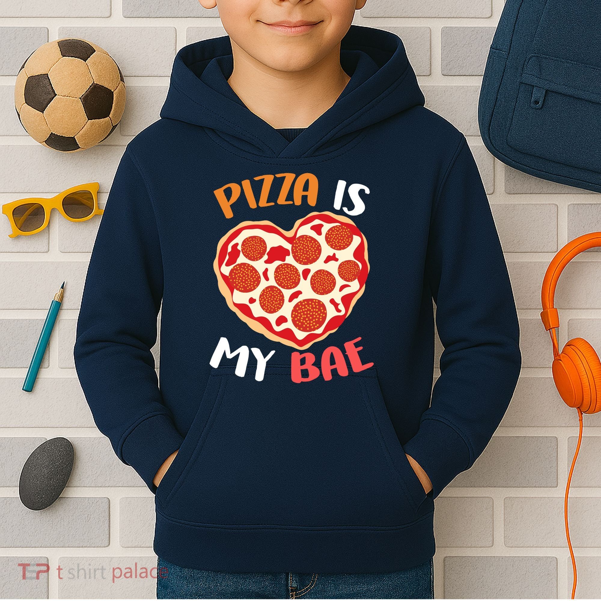Pizza is My Bae Funny Valentines Day Kids Hoodie