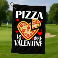 Pizza Is My Valentine Golf Towel thumb 1
