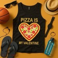 Pizza Is My Valentine Funny Pizza Lover Tank Top thumb 4