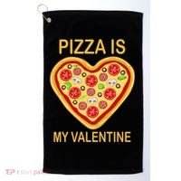 Pizza Is My Valentine Funny Pizza Lover Golf Towel thumb 0
