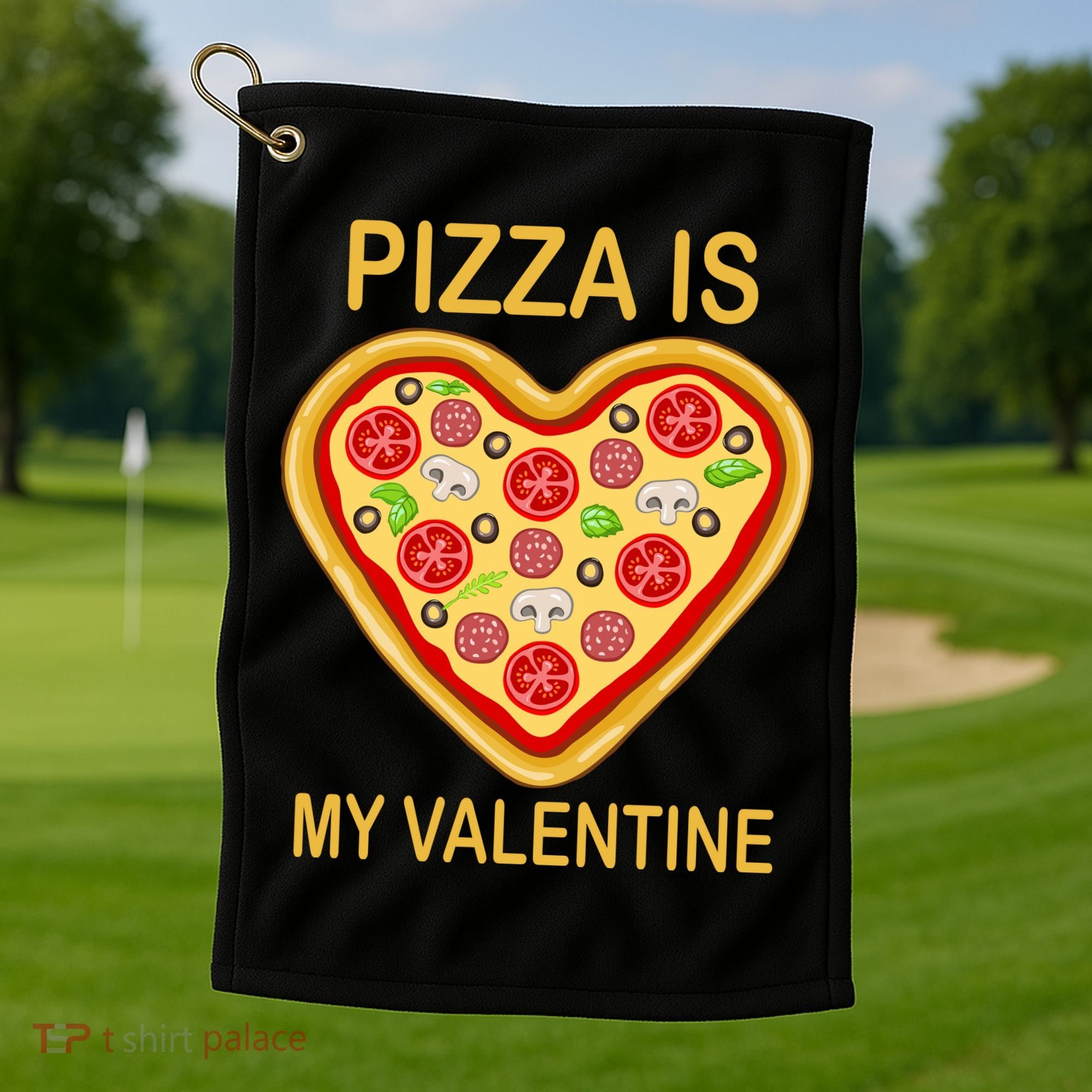 Pizza Is My Valentine Funny Pizza Lover Golf Towel