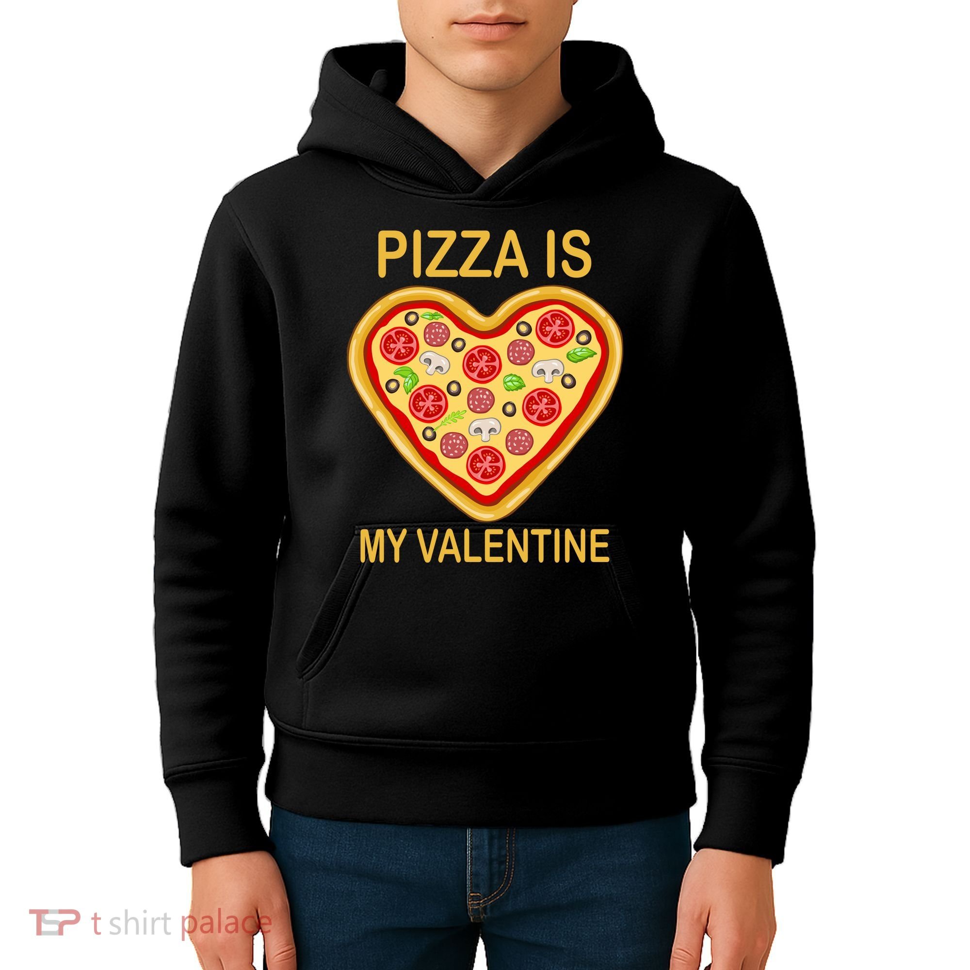 Pizza Is My Valentine Funny Pizza Lover Kids Hoodie