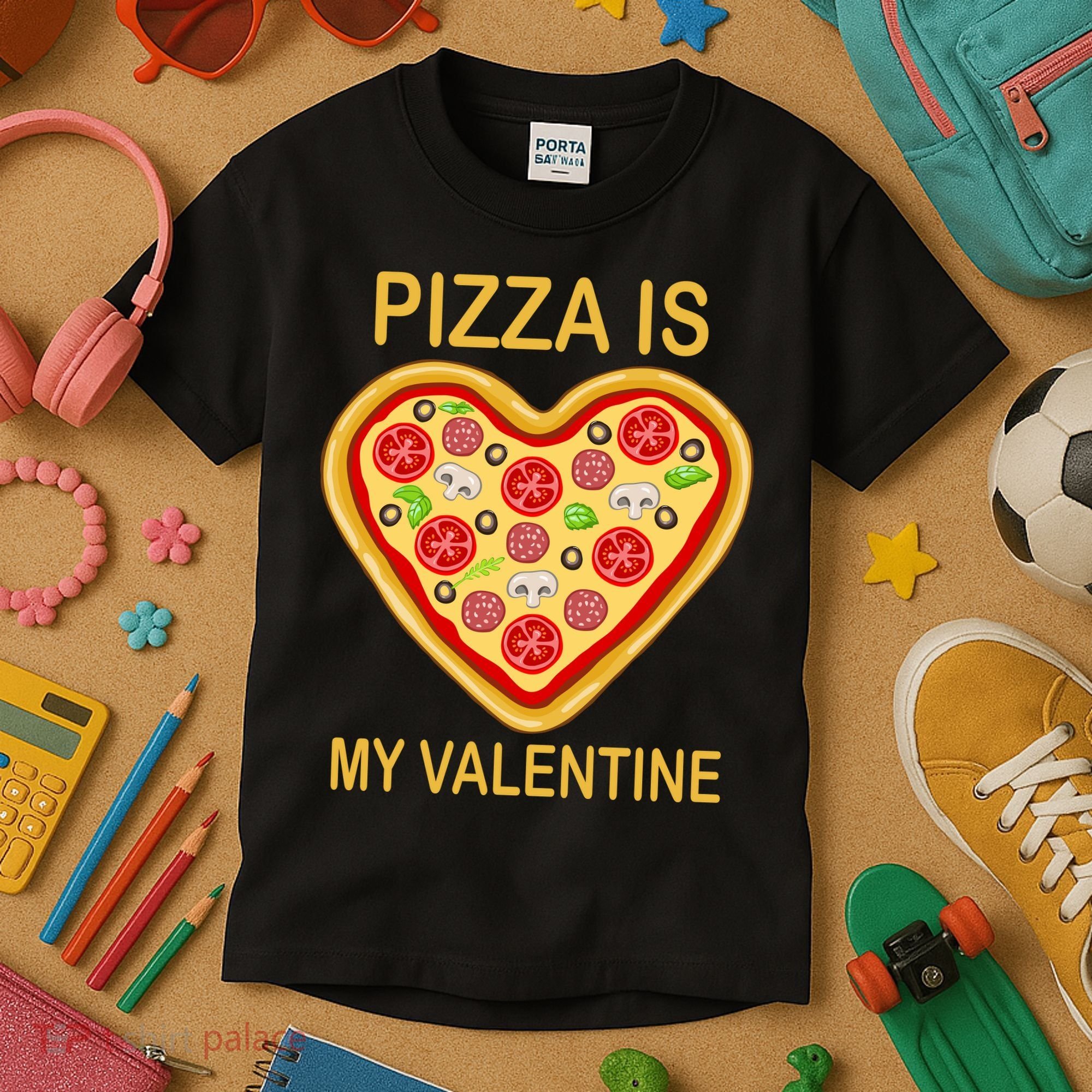 Pizza Is My Valentine Funny Pizza Lover Kids T-Shirt