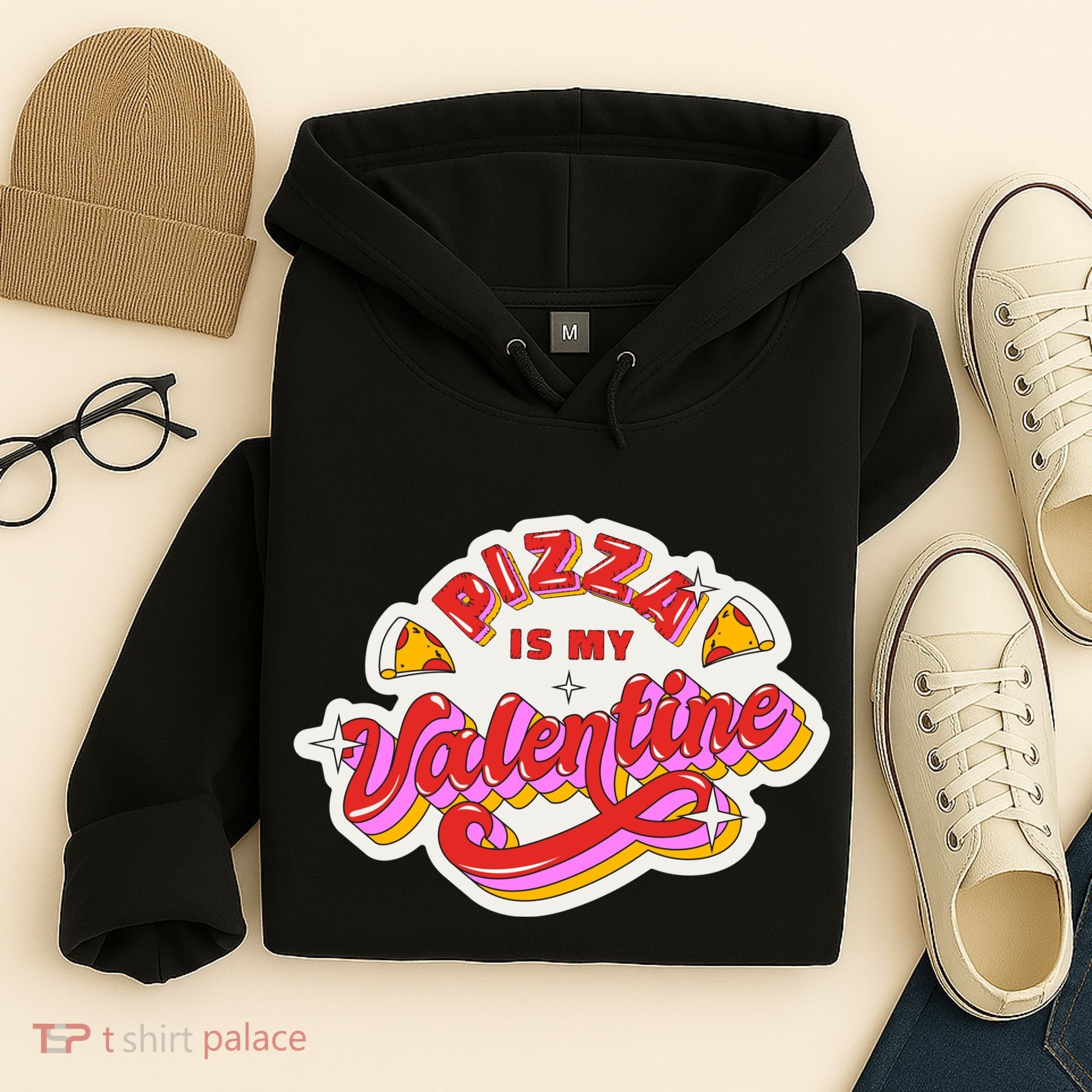 Pizza Is My Valentine Funny Valentine's Day Love Hoodie