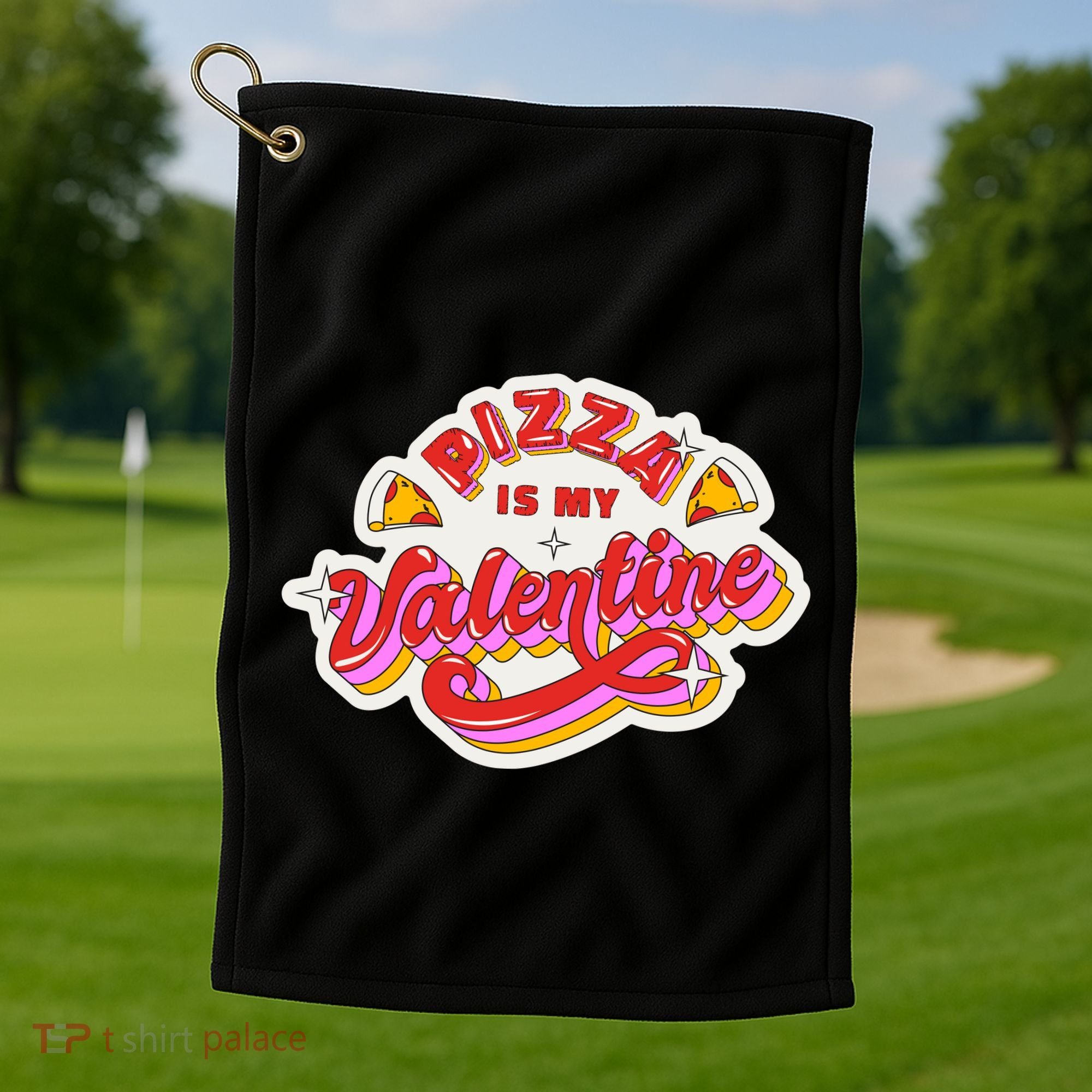 Pizza Is My Valentine Funny Valentine's Day Love Golf Towel