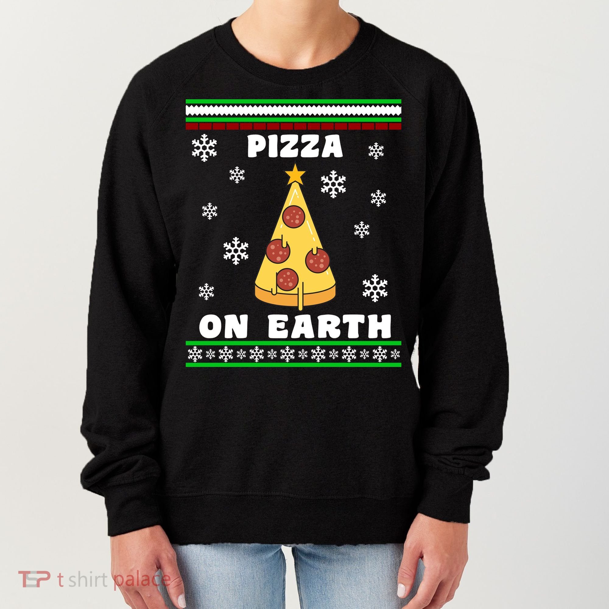 Pizza On Earth Ugly Christmas Women's Sweatshirt