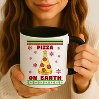 Pizza On Earth Ugly Christmas Coffee Mug thumb 3