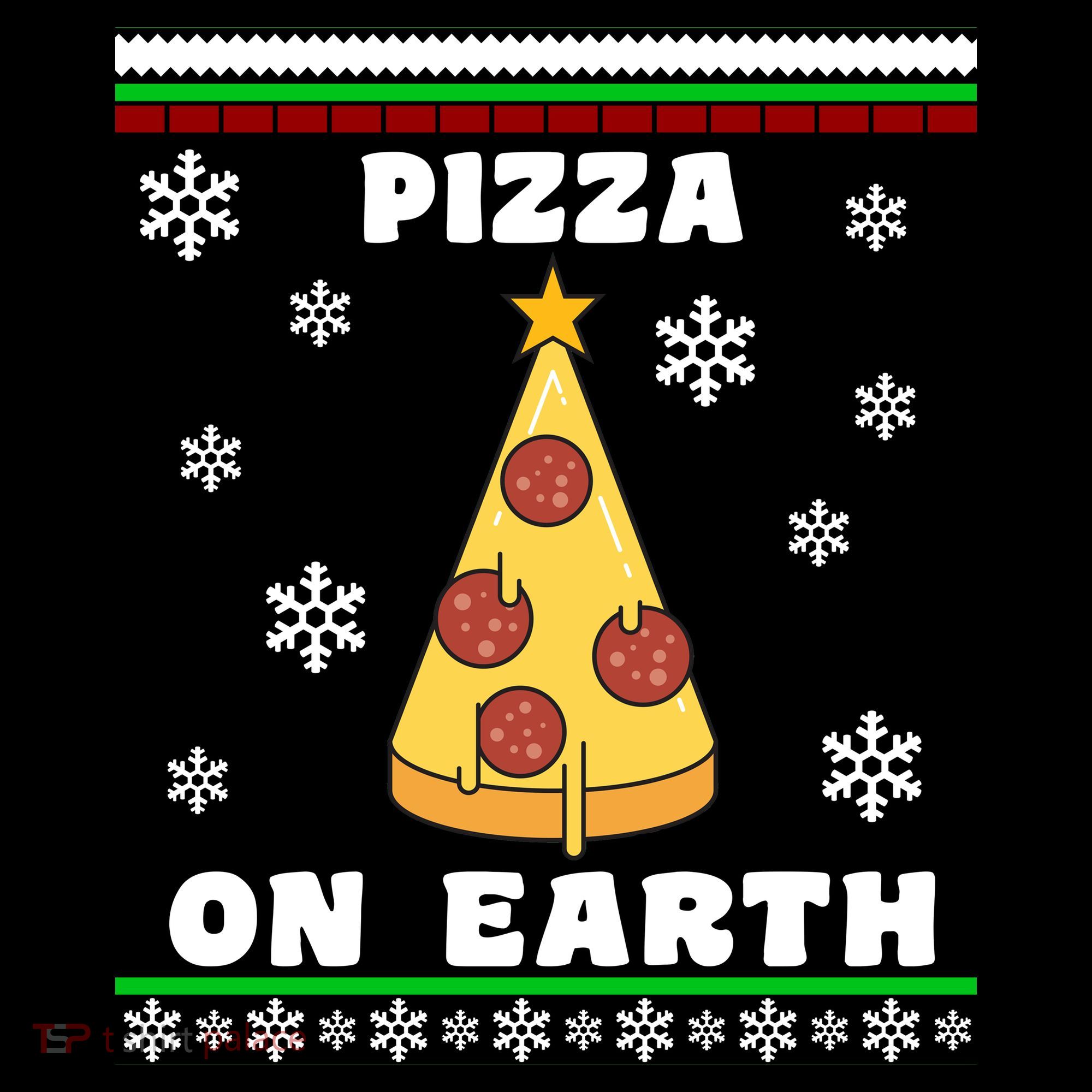 Pizza On Earth Ugly Christmas Women's Hoodie