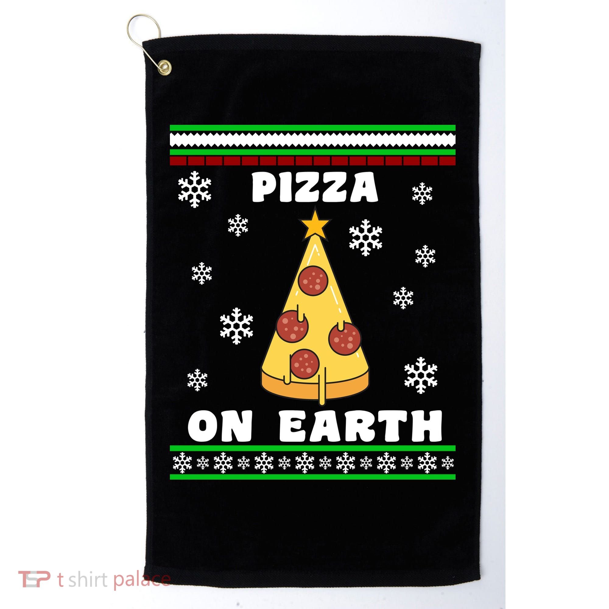Pizza On Earth Ugly Christmas Golf Towel