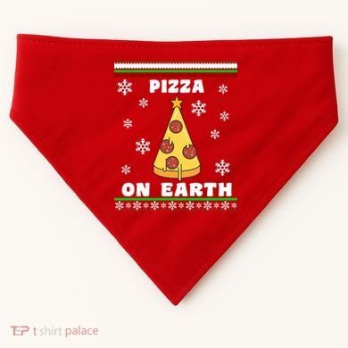 Pizza On Earth Ugly Christmas USA-Made Doggie Bandana