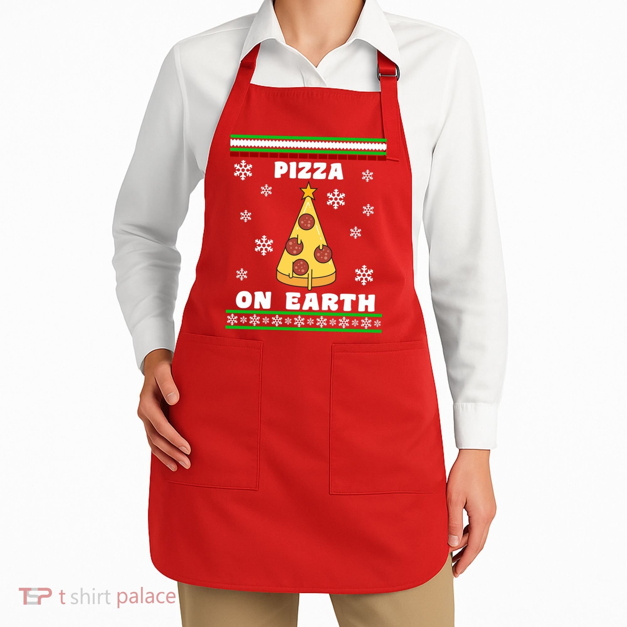 Pizza On Earth Ugly Christmas Apron