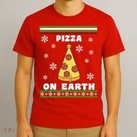 Pizza On Earth Ugly Christmas T-Shirt thumb 3