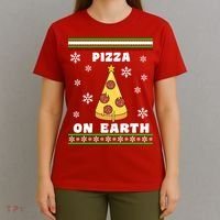 Pizza On Earth Ugly Christmas T-Shirt thumb 4