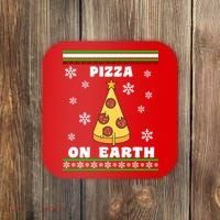 Pizza On Earth Ugly Christmas Coaster thumb 0