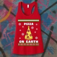 Pizza On Earth Ugly Christmas Women's Tank Top thumb 3