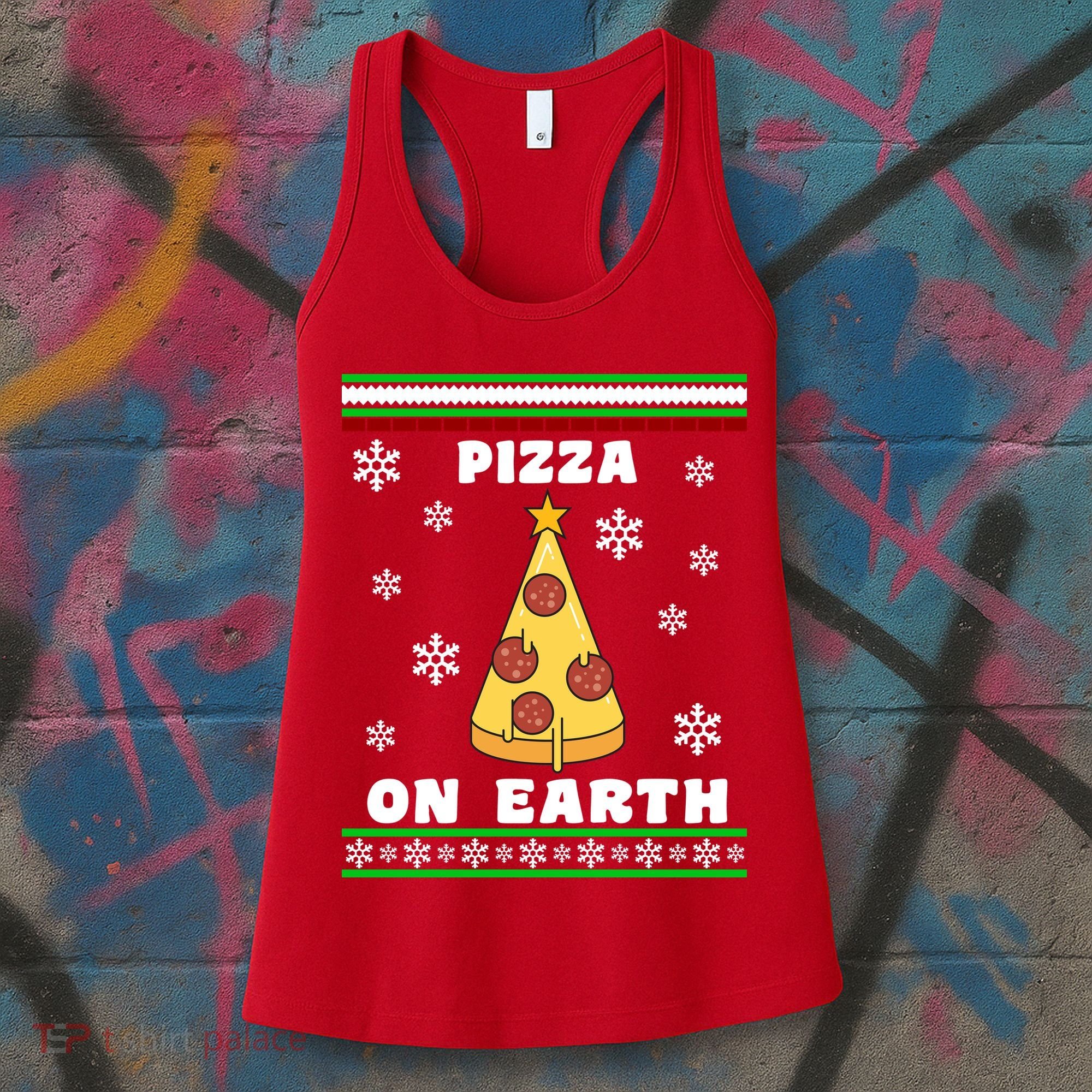 Pizza On Earth Ugly Christmas Women's Tank Top