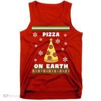 Pizza On Earth Ugly Christmas Tank Top thumb 0