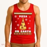 Pizza On Earth Ugly Christmas Tank Top thumb 3