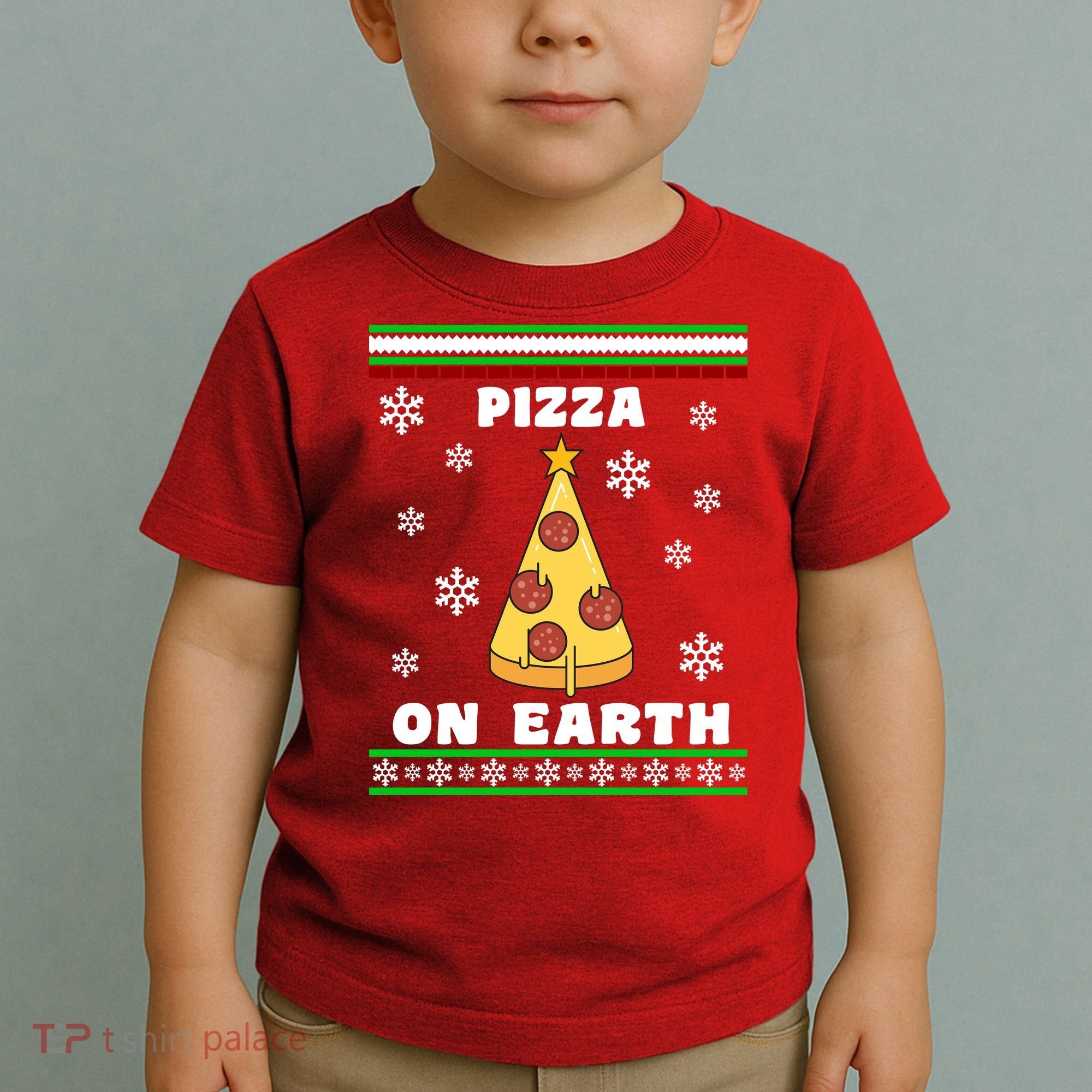 Pizza On Earth Ugly Christmas Toddler T-Shirt