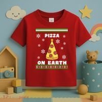 Pizza On Earth Ugly Christmas Toddler T-Shirt thumb 3