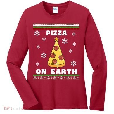 Pizza On Earth Ugly Christmas Women's Long Sleeve Shirt