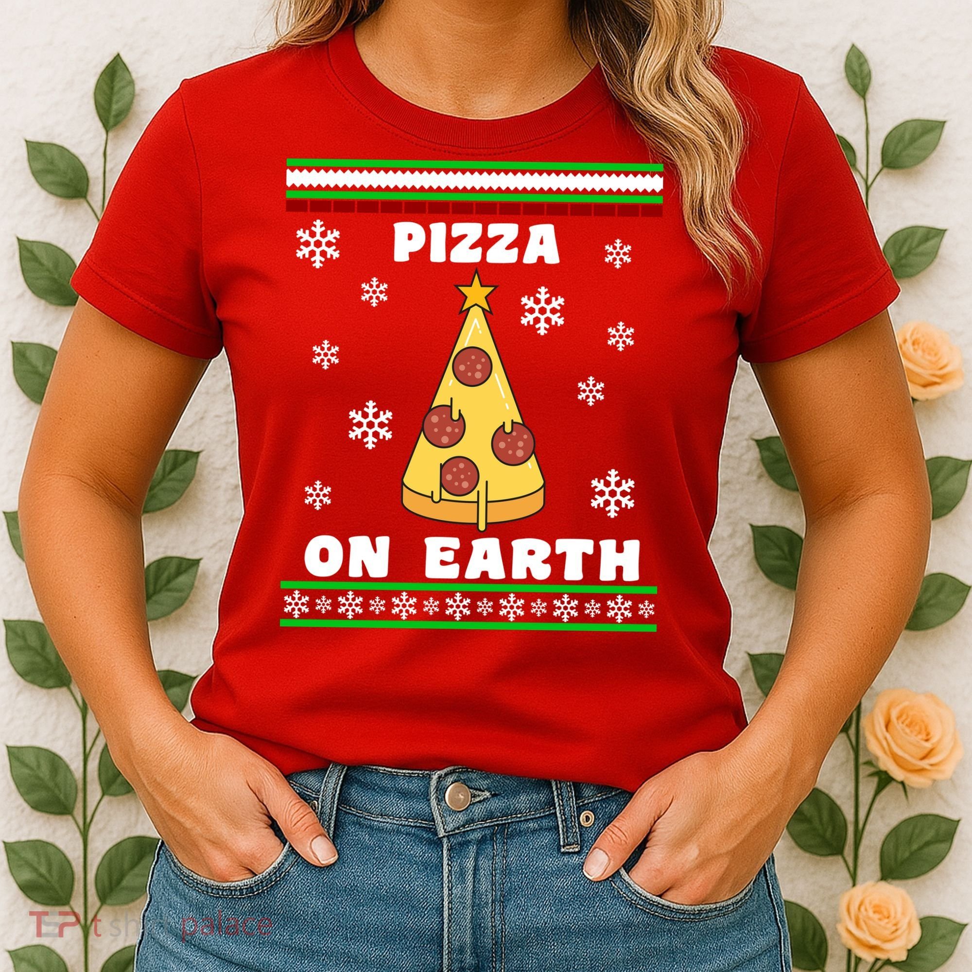 Pizza On Earth Ugly Christmas Women's T-Shirt