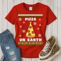 Pizza On Earth Ugly Christmas Women's T-Shirt thumb 3