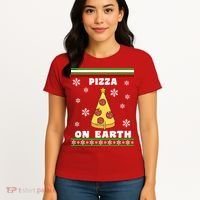 Pizza On Earth Ugly Christmas Women's T-Shirt thumb 4