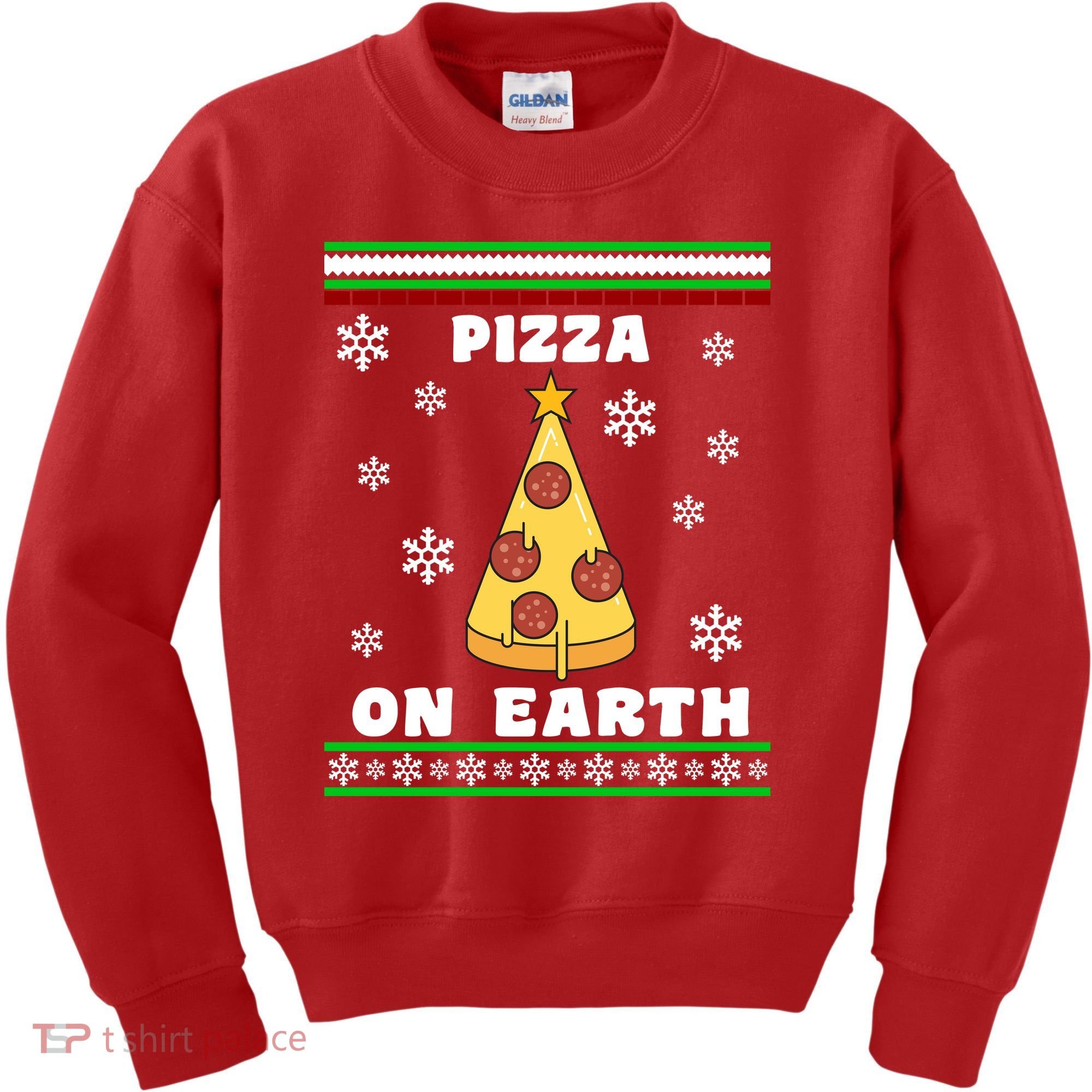 Pizza On Earth Ugly Christmas Kids Sweatshirt