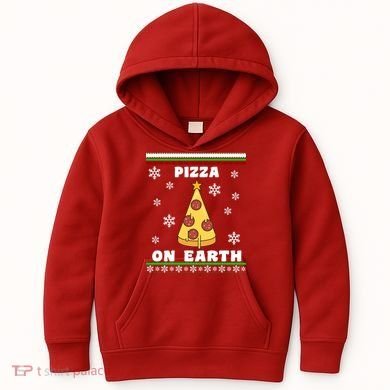 Pizza On Earth Ugly Christmas Kids Hoodie