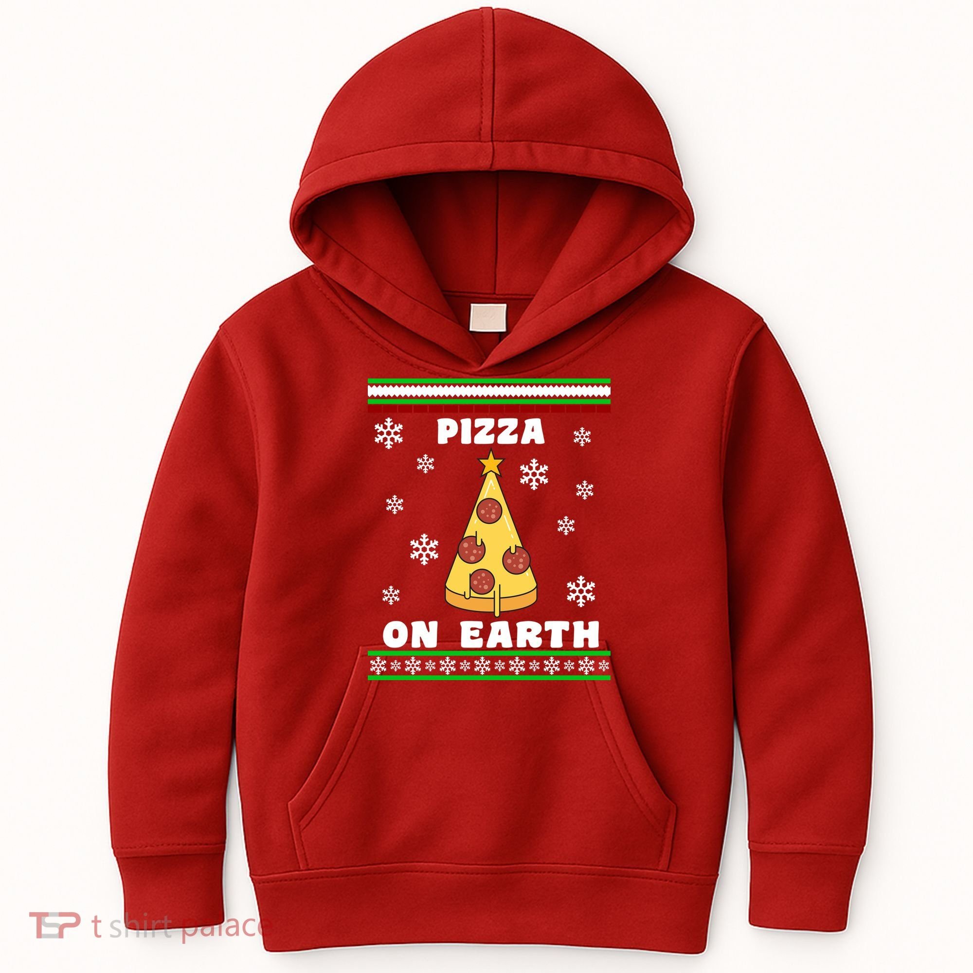 Pizza On Earth Ugly Christmas Kids Hoodie